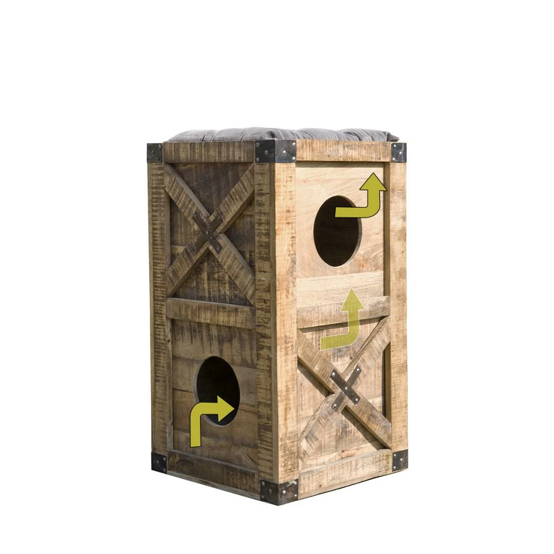 Lex & Max Kattenklimmeubel Toren 2 Verdiepingen Hout 6 Lex & Max Kattenklimmeubel Toren 2 Verdiepingen Hout - Afbeelding 4